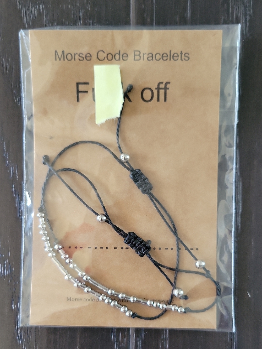 Morse Code Black Beaded Bracelet - Unbranded